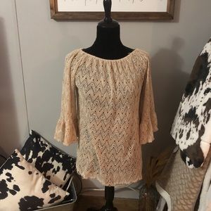 boutique knit bell sleeve blouse